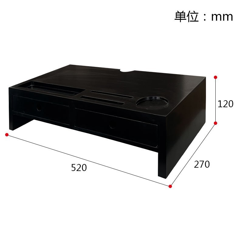 All-black MDF monitor stand 52cm 90001