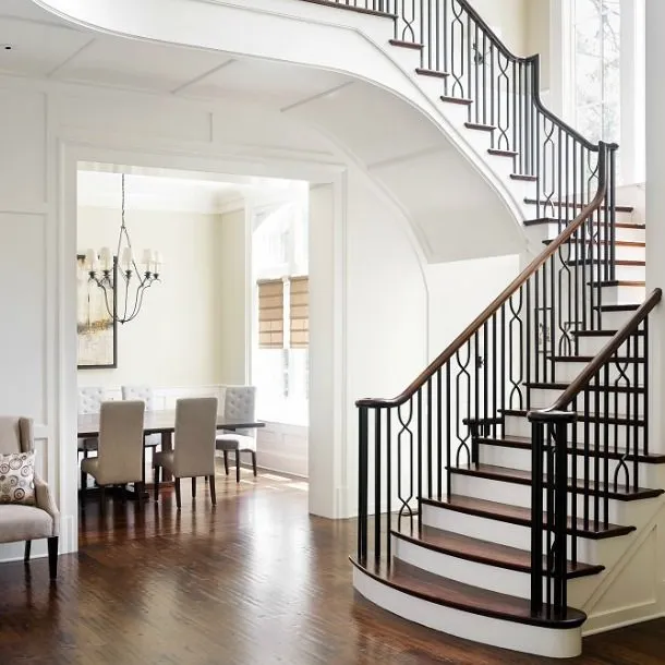 Custom wrought iron stair railing spiral/curved staircase handrail design