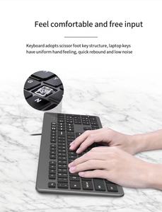 Combinación delgada de teclado y mouse B035 Mocha Gray Silent Notebook Bluetooth Teclado inalámbrico de tres zonas Teclado Bluetooth - Product Image 5