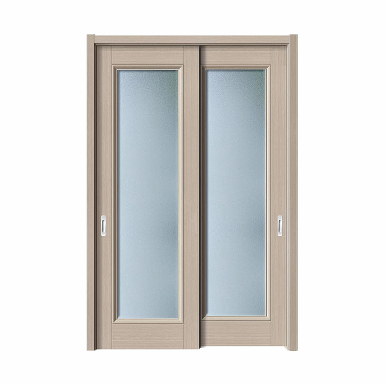 Modern Simple design Pvc finished veneer Melamine board with tempered glass Interior swing wooden door or sliding door