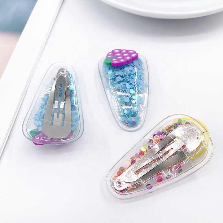 Baby Girls PVC clear Hair Clip Quicksand Fruit Hair Pin Kids Children Transparent Hair Grips