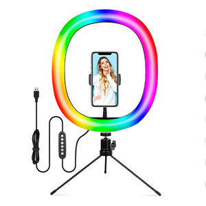 Canlı akış oyunu tiktok makyaj için <span class=keywords><strong>LED</strong></span> Selfie halka ışık, masaüstü tripod ile profesyonel rgb fotoğraf halka ışık