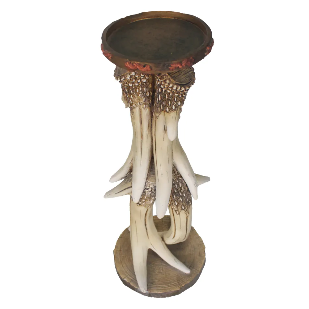 Elephant African Decor Candle Holder Ivory Sculpture, 12 Inch, Polyresin, Full Color,Single