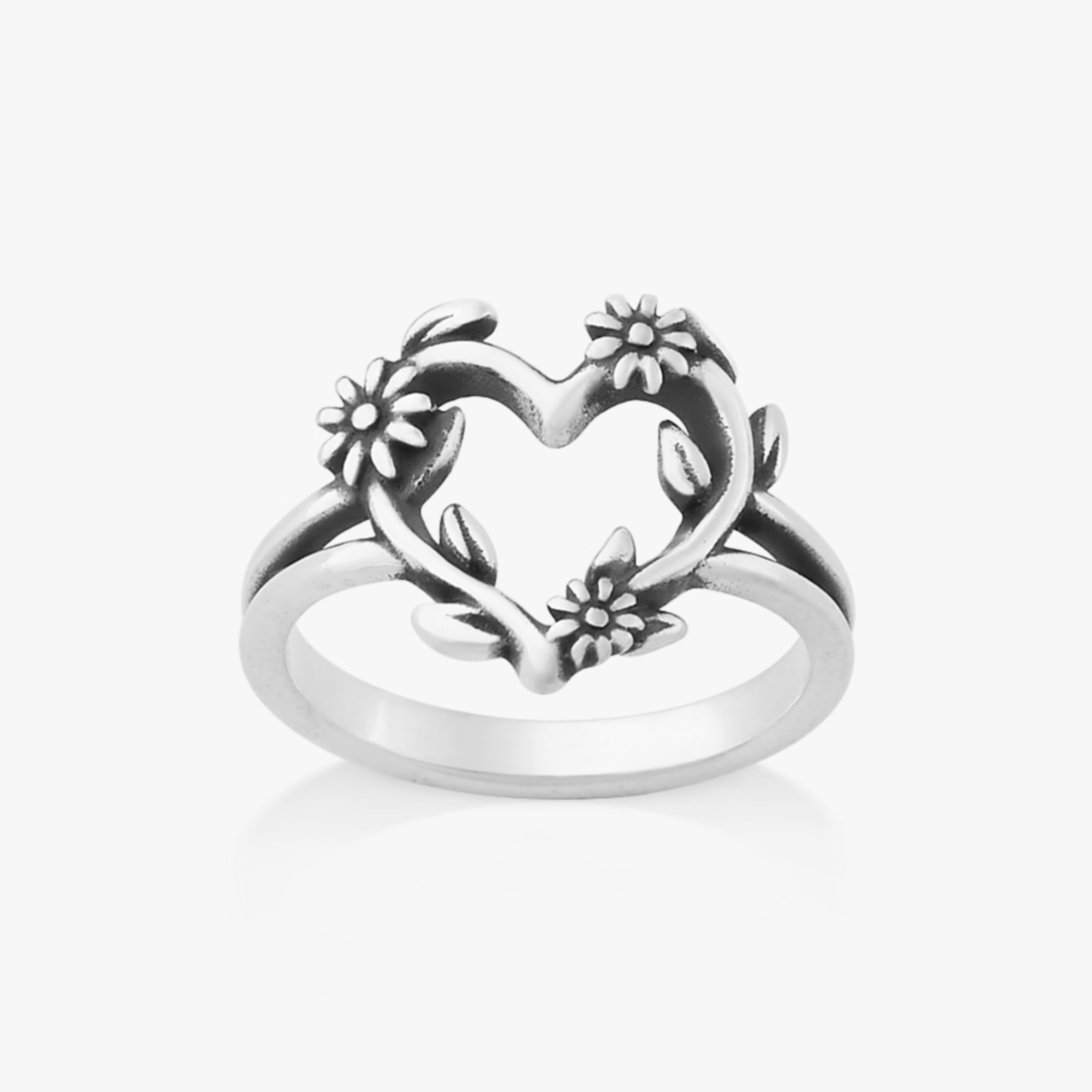 Anello Cuore con Viti Fiorite
