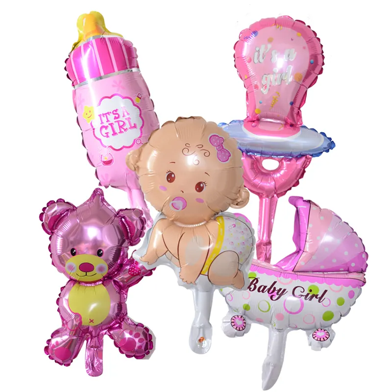 5PCS Baby Shower Folie Luftballons Set Party Dekoration Mädchen oder Junge Folie Luftballons Neugeborene Baby Set