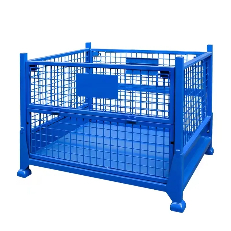 Industrial metal cage storage container heavy duty foldable wire mesh container cages
