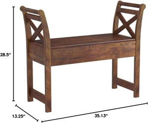 LS-1204, fabrikada katı meşe Ashley ahşap tezgah koltuk altında gizli depolama ile geleneksel antika kapalı depolama tezgahı - Product Image 4