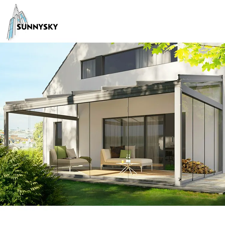 XIYATECH new design Prefabricated Winter Garden Patio Enclosure Modern Glass House Free Standing 3 4 Seasons Sun Room