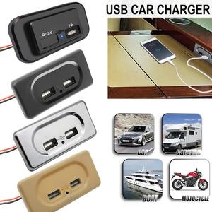 露营车改装充电器DC5V/3.1A 12v双<span class=keywords><strong>USB</strong></span>端口充电插座配件房车野营房车巴士船用