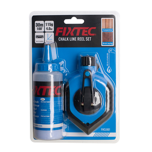 FIXTEC Wholesale Woodworking Tools 30m Chalk Line Reel <strong>Set</strong> with Blue Red Powder Bottle Chalk Line Kit Manual Ink Wood <strong>Scriber</strong> - Product Image 1