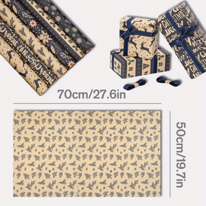 Vintage Natal Embrulho Papel Rolls com Rena & <span class=keywords><strong>Snowflake</strong></span> Padrões para Aniversário, Holiday & Festive Gift Packaging