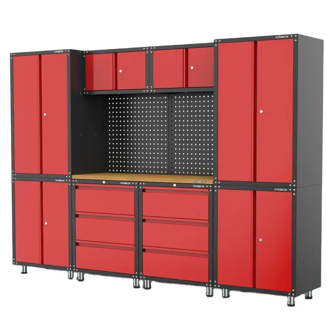 Hot Sale Heavy Duty Groothandel Metalen Garage Opslag Gereedschapskabinetten Met Pegboard Garage Kasten