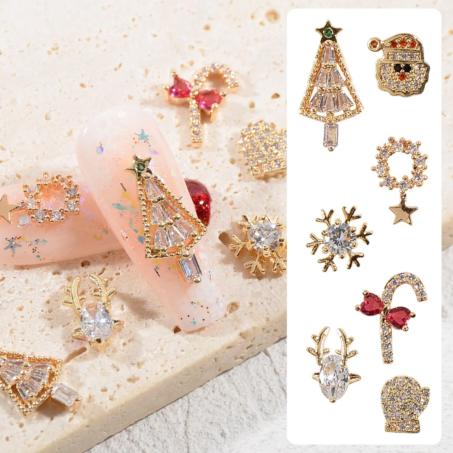 Nuevas decoraciones navideñas para decoración de uñas Explotando copo de nieve Elk Diamond Nail Art Charms