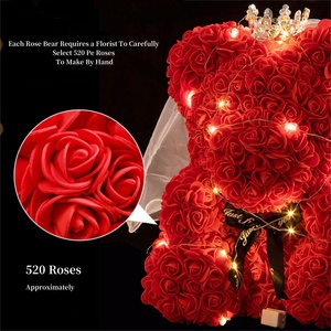 Top Quality PE Flower Teddy <strong>Bears</strong> in <strong>Gift</strong> <strong>Box</strong> 25cm/40cm Foam Rose Flower for Valentine Day <strong>Gift</strong> Rose <strong>Bear</strong>