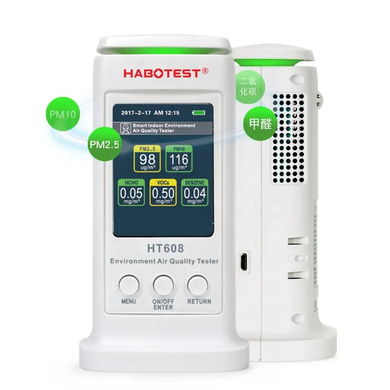 Habotest-Analizador profesional de dióxido de carbono HT610, PM2.5, PM10, TVOC, Sensor de aire para exteriores, probador de calidad del aire