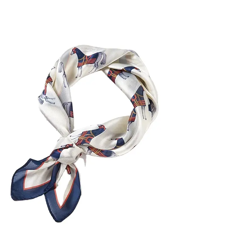 Foulard japonais Ins53 en soie Petit foulard carré Printemps et automne Version coréenne Petit foulard décoratif professionnel Original Blanc