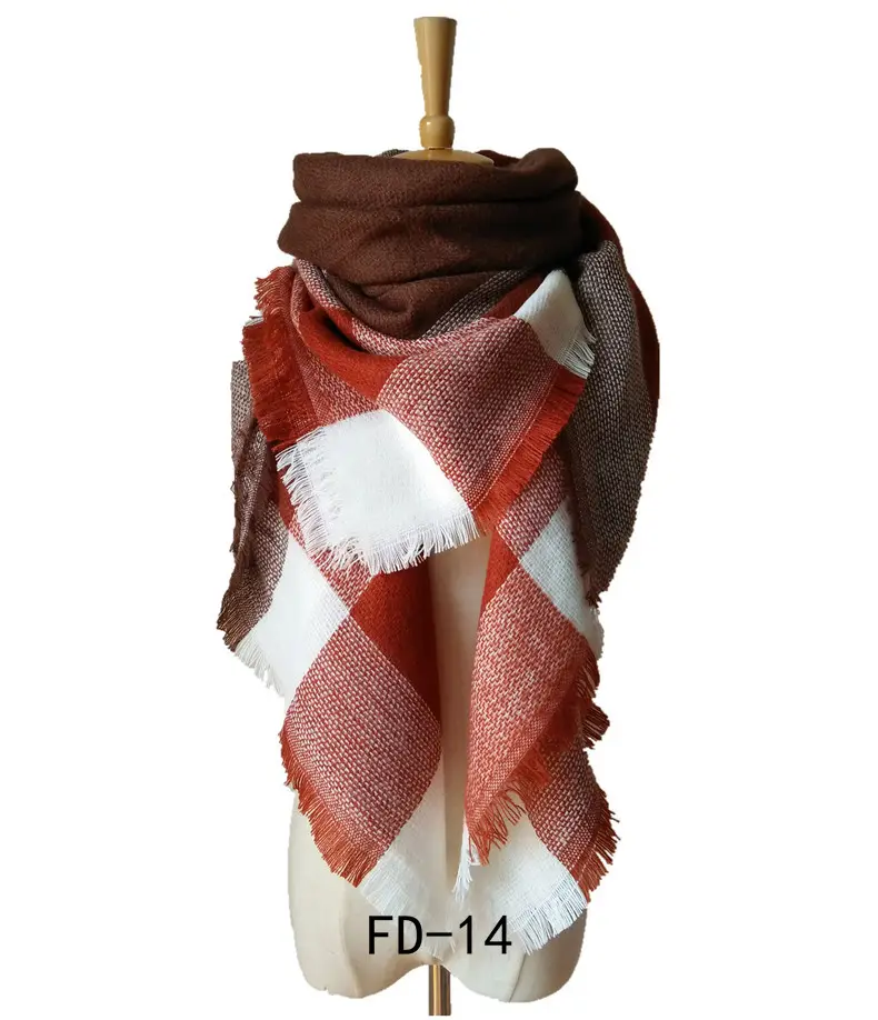 Bufanda acrílica de punto para mujer, bufanda cuadrada de invierno, 2020x140 cm, venta al por mayor, 140