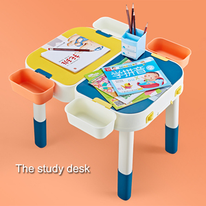 Kids Activity Table Set <strong>All</strong>-in-one Multi Compatible Suitcase Building Block Table Versatile <strong>Toys</strong> - Product Image 4