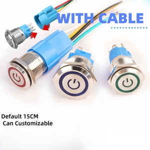 Interruttore a pulsante in metallo IP68 da 19mm 12-24V con pulsante marino leggero - Product Image 2