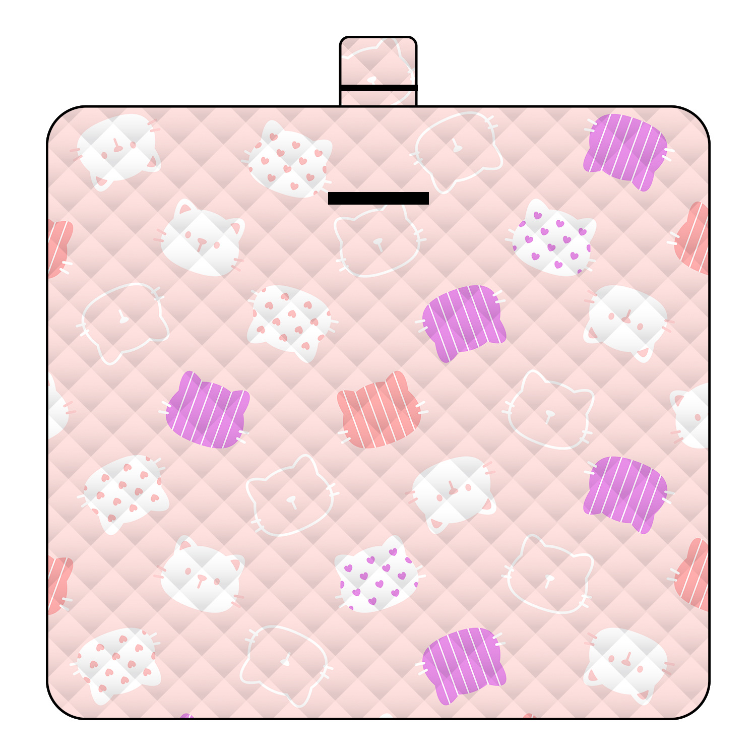 Tapis de pique-nique à ultrasons rose miaou