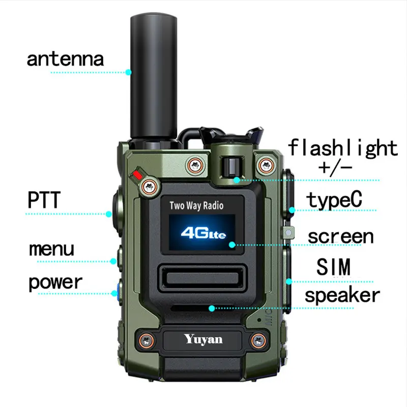 Rádio de mão 4G 5G POC Yuyan G300, rádio de duas vias, 5000 km, 6800 m, longo tempo de espera, leve, portátil, 1w, 1000 km