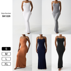 SK1229 kadın seksi kolsuz Bodycon Maxi kalem elbise ayarlanabilir omuz askıları nervürlü salonu elbise PETITE uzun kayma elbise