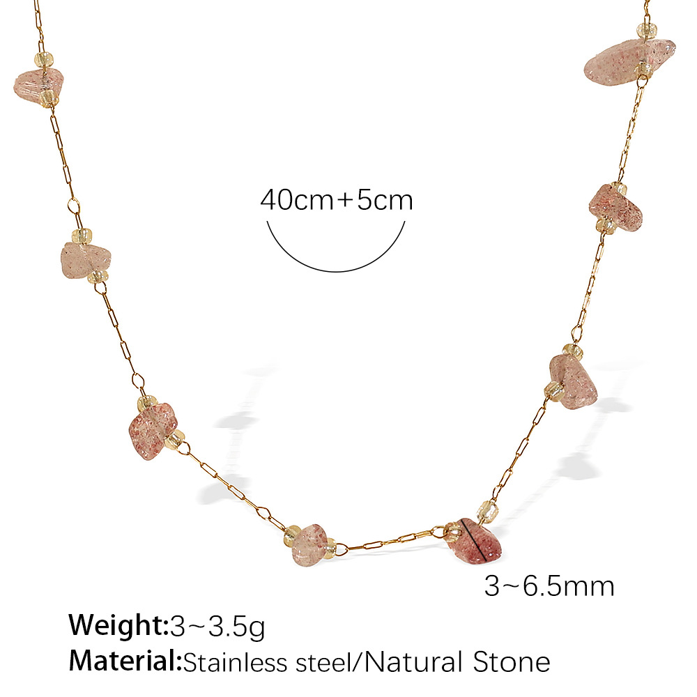 XL374LPG light pink stone gold necklace