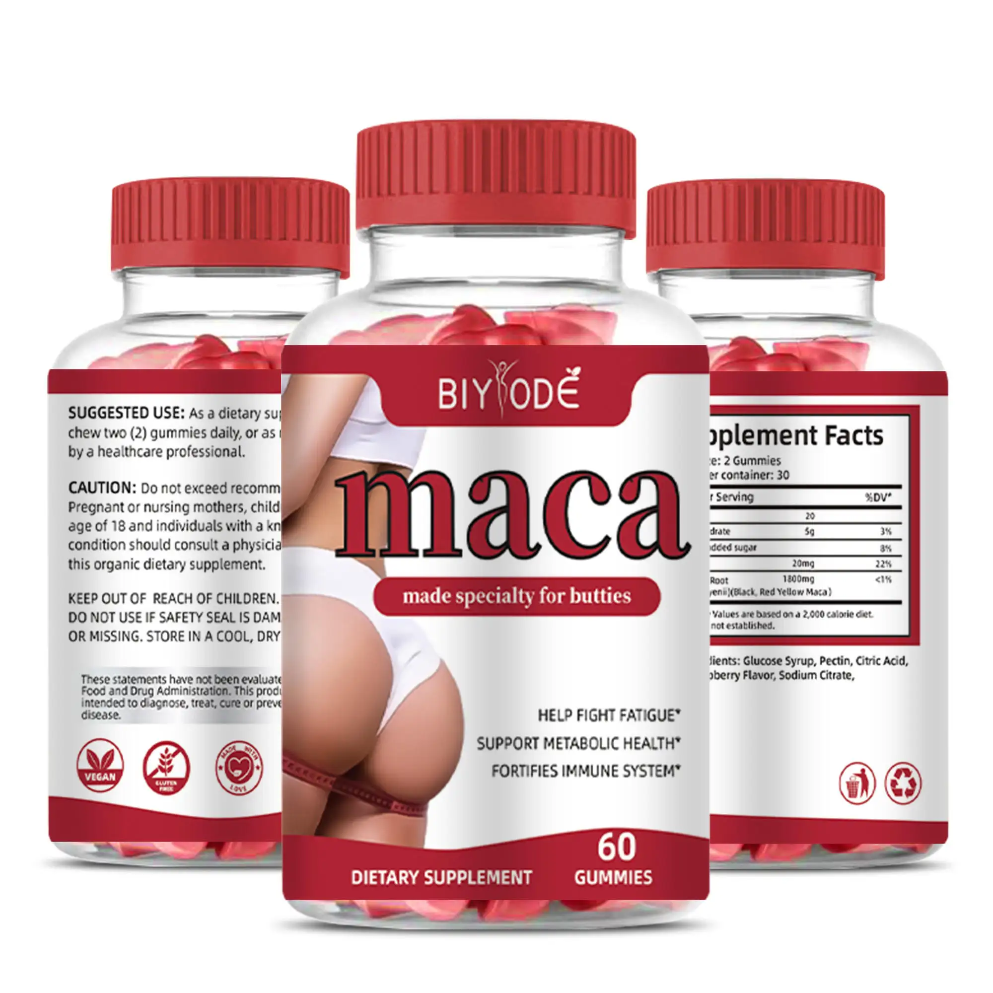 Bio-Vegan Maca-Gummi+Ginkgo-Biloba-Gummi unterstützt Stoffwechselgesundheit Hormonhautgleichgewicht