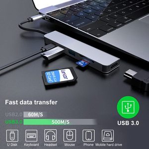 2025 yeni akıllı taşınabilir özel Multiport adaptörü hdlaptop tip-c hub Hdtv Ethernet ile 6 in 1 DockIing istasyonu dizüstü PC için - Product Image 6