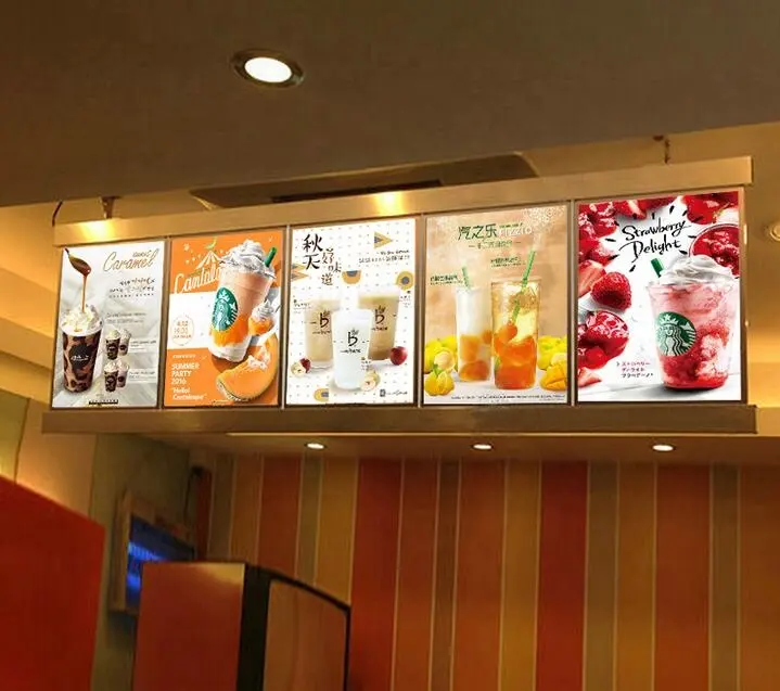 Supertise kfc exibição rápida de menu de café, menu iluminado, retroiluminado, encomenda de arte de alimentos, caixa de luz de propaganda