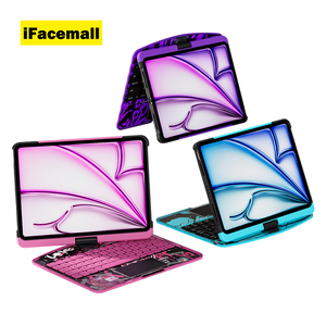 Nueva llegada 10,9 pulgadas iPad A16 2025 360 funda giratoria colorida para Teclado retroiluminado con ranura para lápiz táctil multifuncional