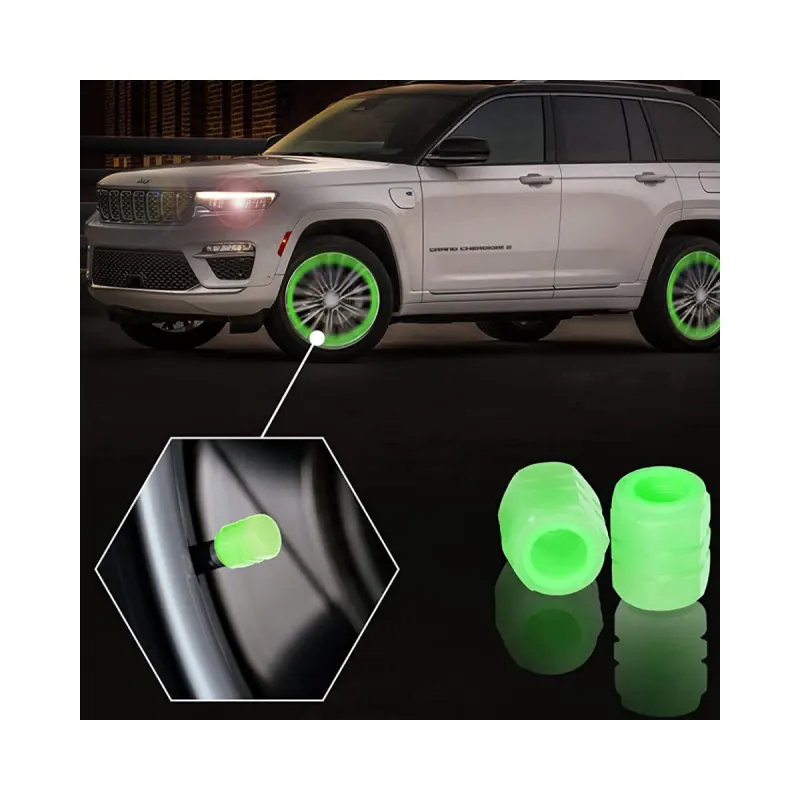 Tapa de aire de neumático, válvula de coche fluorescente resplandor tapas de vástago de válvula de neumático de coche luminoso //