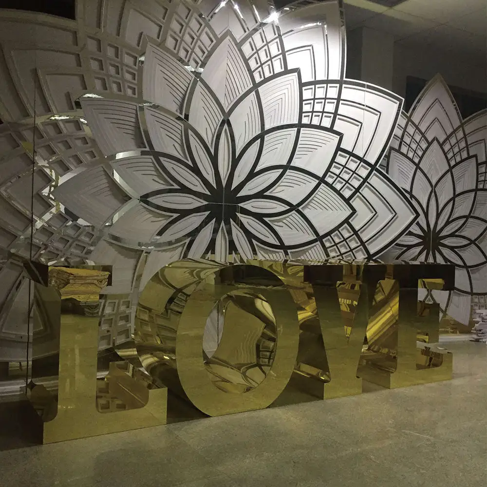 Luxury Golden Mirror Acrylic Party Used LOVE Table Base Letter for Wedding Party Event Decorations