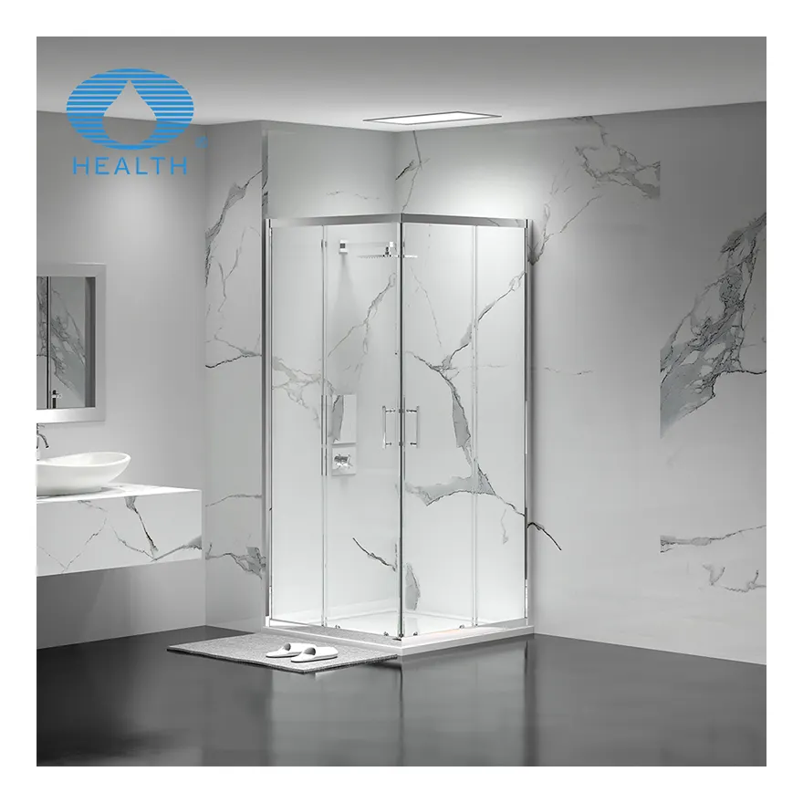 Quadratischer Aluminium-Duschraum Kabinenwinkel schiebebrausendes gehärtetes Glas gerahmtes Duschgerüst Badezimmer