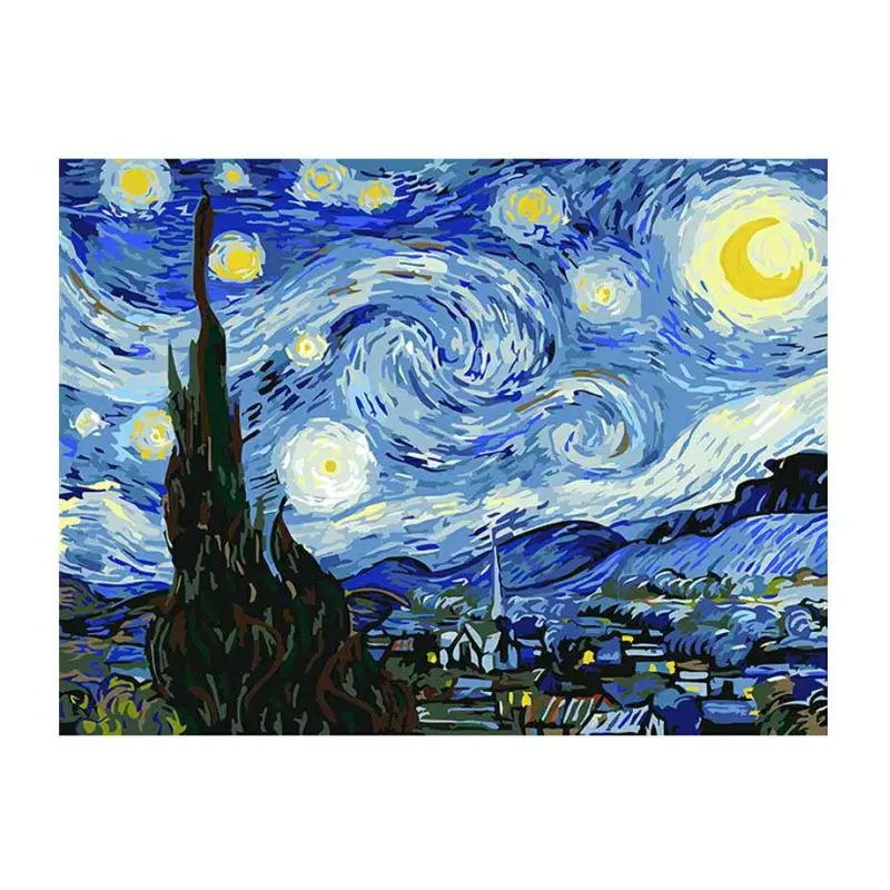Chenistore 993076 DIY lukisan digital dewasa dengan angka Van Gogh langit abstrak diy minyak akrilik cat dengan angka kit seni hobi