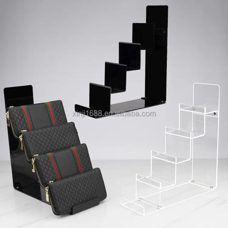 Nouveau Design de présentoir de porte-monnaie en acrylique Transparent noir à trois couches, porte-monnaie en cuir