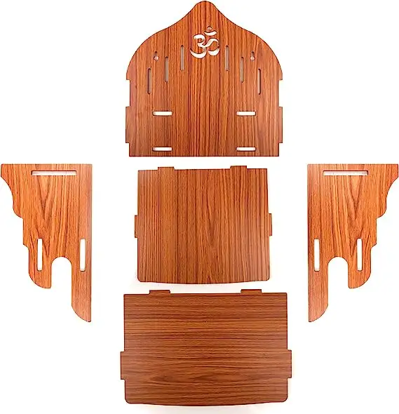 Marrón personalizado para almacenamiento de oficina y Templo God Stand para decoración de madera Mandir del hogar