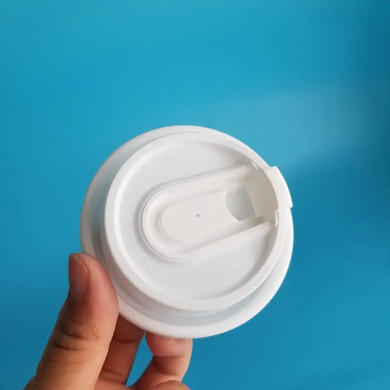 Tek kullanımlık tek parça sızdırmaz kapak olmayan dökülme PP plastik kapak tek kullanımlık süt çay kahve kağıt bardak