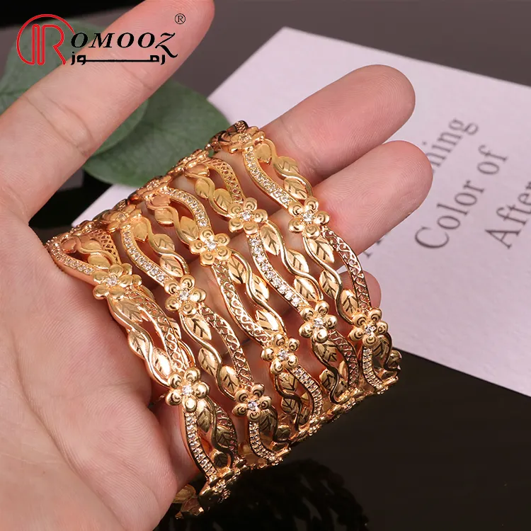 Zimas-Conjunto de pulseras personalizadas para mujer, brazaletes dorados, diseño en Arabia Saudita, Dubái, 18k, dijes, joyería fina