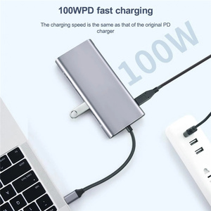 1000Mbps RJ45 11合1 <span class=keywords><strong>USB</strong></span> 3.0集线器，适用于笔记本电脑适配器PC 11端口坞站HDTV-4K TF/sd卡，适用于Macbook Type-C分离器