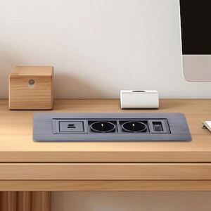 Toma de corriente de 2 tomas de corriente empotrada estándar de la UE para oficina de mesa con USB para muebles de oficina, toma abatible Manual eléctrica - Product Image 6