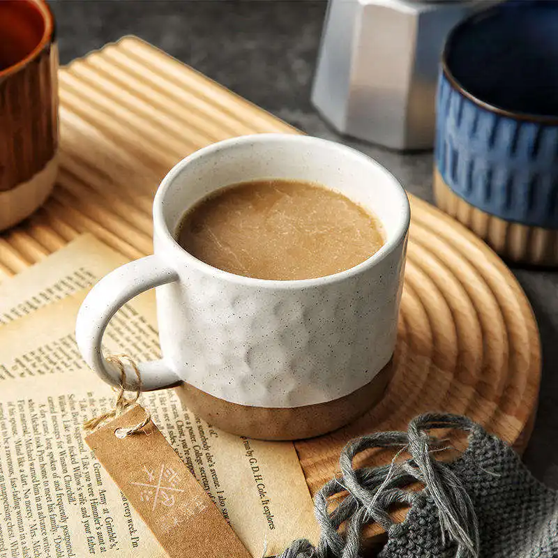 Große Kapazität Keramik Kaffee Karamell Farbe Retro nostalgische Wasser becher für Werbe geschenke Kaffeetassen