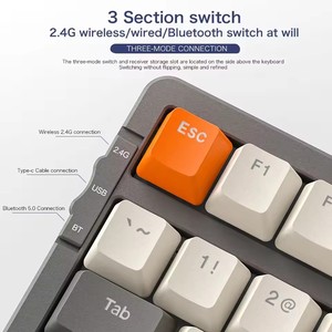 Teclado mecánico inalámbrico coreano K8 de 100 teclas, conexión tri-modo, tecla completa, junta de efectos de iluminación de intercambio en caliente, estructura de silenciador - Product Image 3