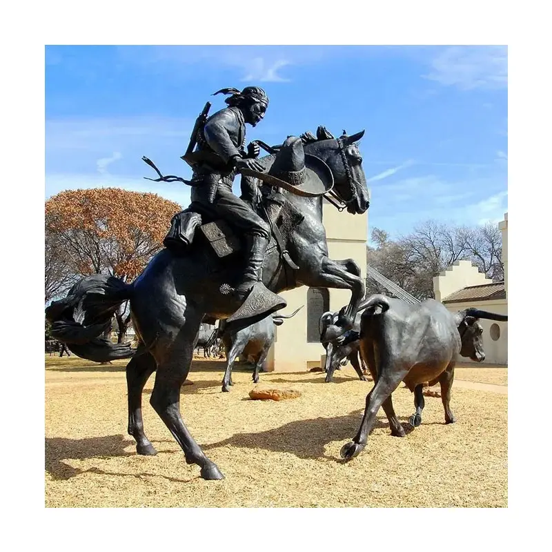 Evento Memorial Escultura do cavalo Escultura do jóquei do bronze fundido no cavalo Vida tamanho Bronze Cowboy estátua Livrar Escultura do cavalo