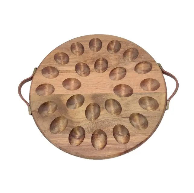Vassoio per uova in legno di Acacia da tavolo o da frigorifero con supporto per uova alla diavola
