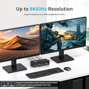 SY Dual Monitor KVM Switch HDMI y DP 2 puertos 8K @ 60Hz,HDMI DP Extended Display Switcher para 2 computadoras Share 2 monitores