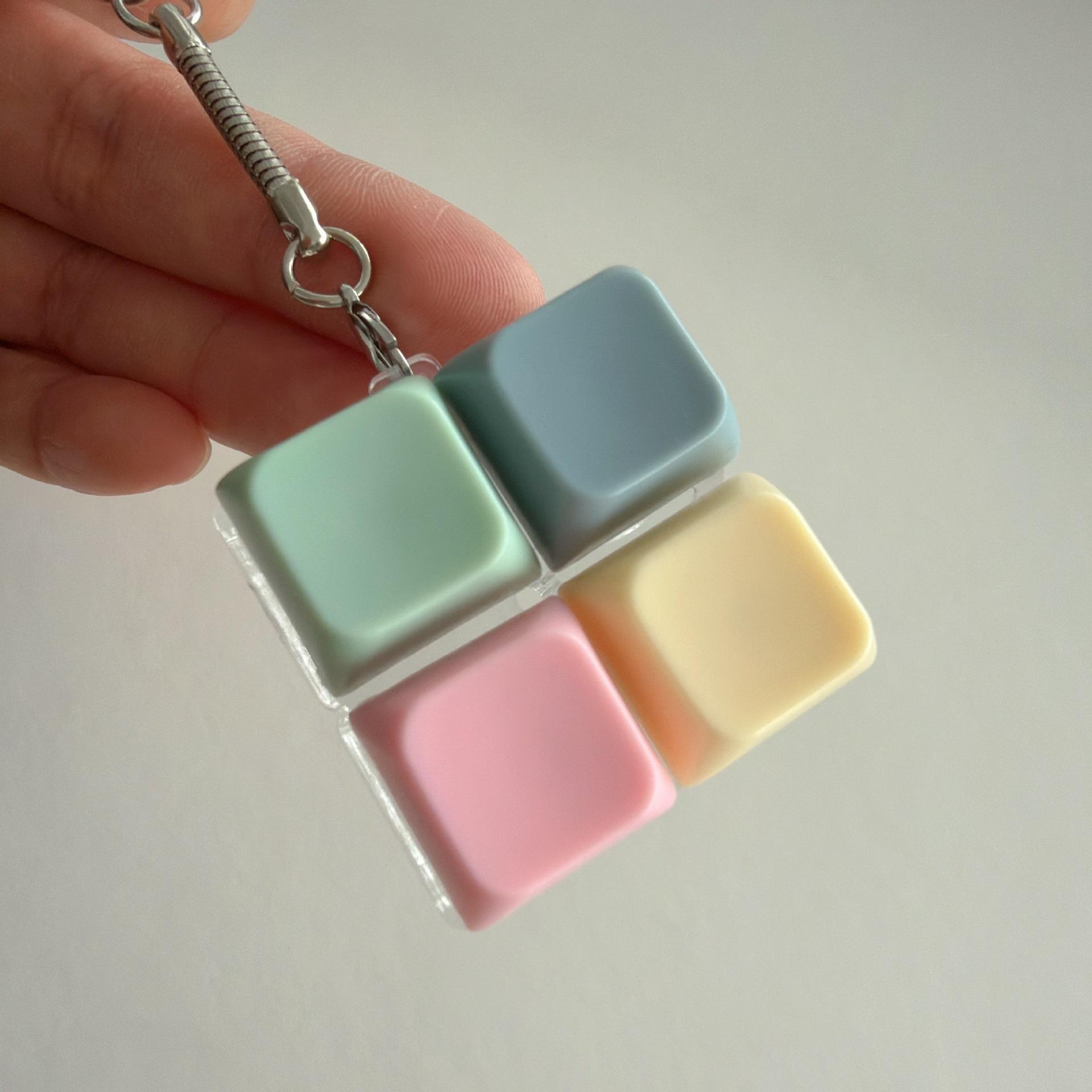 Coque transparente carrée - rose-jaune-vert-gris