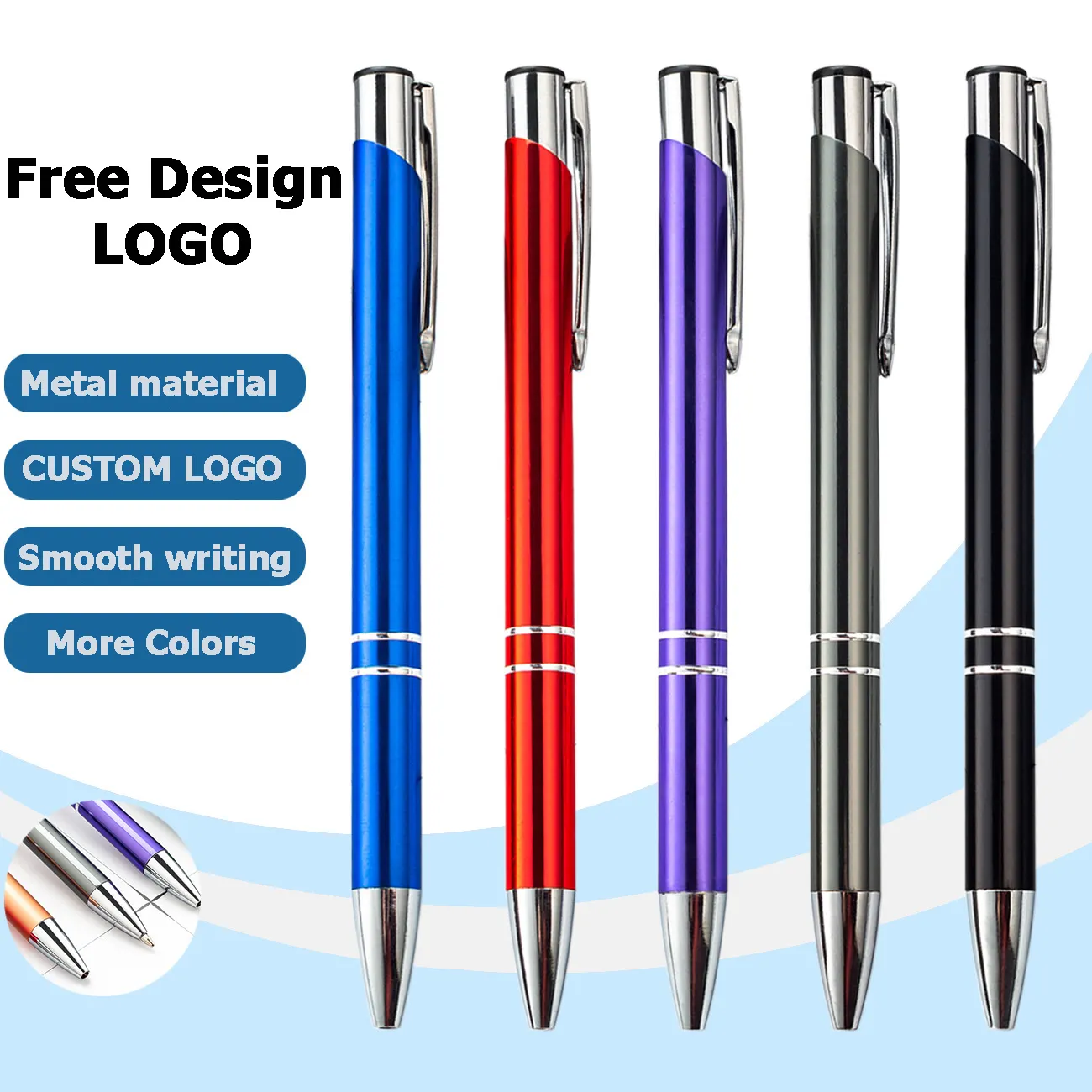 Металлические ручки с персонализированным новым рекламным предложением, дешевая шариковая ручка на заказ с лазерной гравировкой логотипа, Подарочная металлическая шариковая ручка