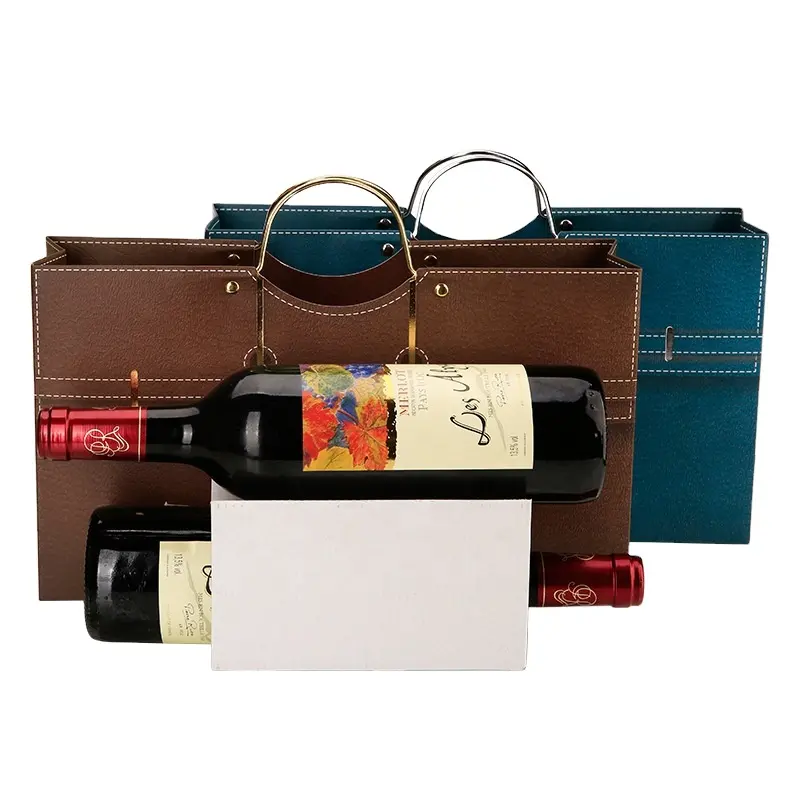 Özel lüks Kraft kağıt hediye çantası kolu ile Premium şarap ambalaj kağıdı parfüm ambalaj taşınabilir Logo baskı işlenmiş