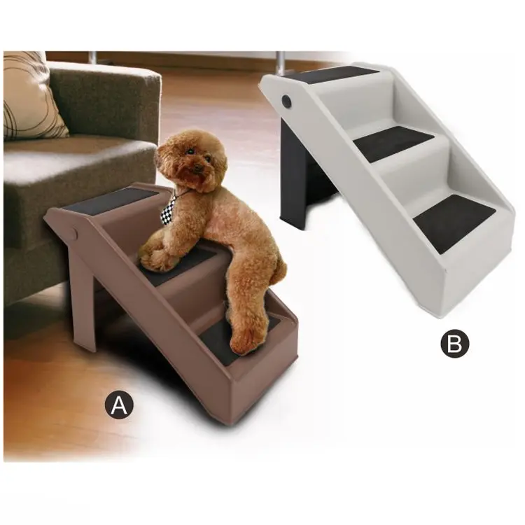 Soporte compatible Abs de alta calidad Tres escalones Suministros para mascotas Escaleras ligeras plegables para perros y gatos para perros pequeños